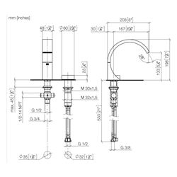 Dornbracht Waschtisch-Zweilochbatterie CYO ohne Ablaufgarnitur Ausladung 167mm,... DORNBRACHT-29218811-19 4099477128887 (Abb. 1)