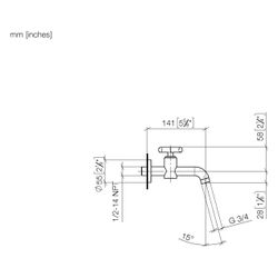 Dornbracht Wandventil Tara Kaltwasser o. Ablaufg., starr, Ausladung 140mm, max.... DORNBRACHT-30010892-39 4099477348490 (Abb. 1)