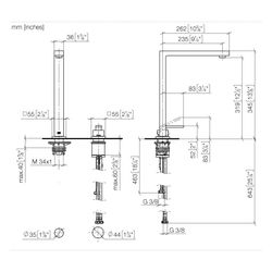 Dornbracht Zweilochbatterie Lot schwenkbarer Auslauf 235mm, 8l/min, Messing geb... DORNBRACHT-32815680-28 4099477243153 (Abb. 1)