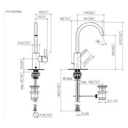 Dornbracht Waschtisch-Einhandbatterie Meta mit Ablaufgarnitur, Ausladung 167mm,... DORNBRACHT-33500661-37 4099477436555 (Abb. 1)