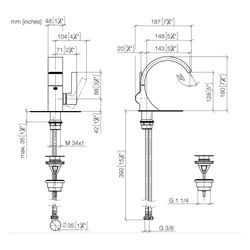 Dornbracht Waschtisch-Einhandbatterie CYO mit Ablaufgarnitur Ausladung 143mm, B... DORNBRACHT-33500811-42 4099477289458 (Abb. 1)