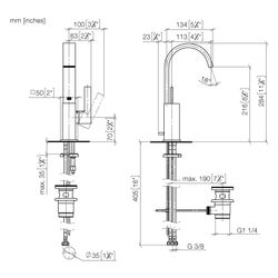 Dornbracht Waschtisch-Einhandbatterie Mem, mit Ablaufgarnitur, starrer Auslauf,... DORNBRACHT-33502782-43 4099477489995 (Abb. 1)