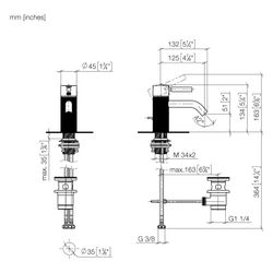 Dornbracht Waschtisch-Einhandbatterie Meta mit Ablaufgarnitur, 125mm, lineare S... DORNBRACHT-33504660-39 4099477348667 (Abb. 1)