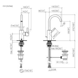 Dornbracht Waschtisch-Einhandbatterie Meta mit Ablaufgarnitur, Ausladung 123mm,... DORNBRACHT-33510661-39 4099477348742 (Abb. 1)