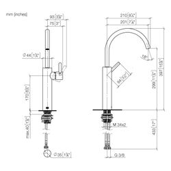 Dornbracht Waschtisch-Einhandbatterie Meta mit erhöhtem Standfuß, Ausladung 201... DORNBRACHT-33534661-37 4099477437149 (Abb. 1)