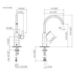 Dornbracht Waschtisch-Einhandbatterie Vaia erhöhter Standfuß, o. Ablaufg., schw... DORNBRACHT-33534809-43 4099477465906 (Abb. 1)