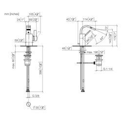 Dornbracht Bidet-Einhandbatterie, mit Ablaufgarnitur, Ausladung 110mm, max. 6l/... DORNBRACHT-33600782-39 4099477400563 (Abb. 1)