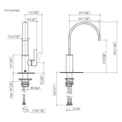 Dornbracht Einhebelmischer Mem, Ausladung 201mm, schwenkbar, max. 6,3l/min, Bro... DORNBRACHT-33800682-42 4099477261355 (Abb. 1)