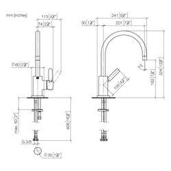 Dornbracht Einhebelmischer Tara schwenkbar, Ausladung 201mm, max. 7l/min, Dark ... DORNBRACHT-33800888-39 4099477400631 (Abb. 1)