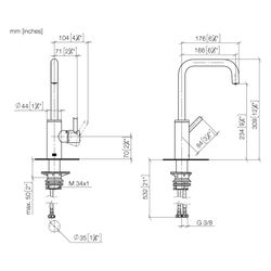 Dornbracht Einhebelmischer Meta Square, Ausladung 166mm, max. 8l/min, Dark Bras... DORNBRACHT-33805861-39 4099477400679 (Abb. 1)