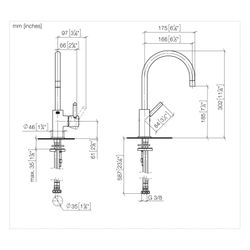 Dornbracht Einhebelmischer Tara schwenkbar, Ausladung 166mm, max. 8,3l/min, Pla... DORNBRACHT-33805888-08 4099477054643 (Abb. 1)