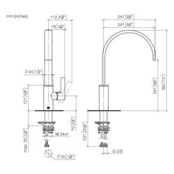 Dornbracht Einhebelmischer Mem, Ausladung 241mm, schwenkbar, max. 6,3l/min, Chr... DORNBRACHT-33815682-93 4099477125039 (Abb. 1)
