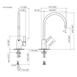 Dornbracht Einhebelmischer Tara schwenkbar, Ausladung 236mm, max. 7l/min, Dark ... DORNBRACHT-33815888-39 4099477400778 (Abb. 1)