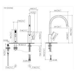 Dornbracht Einhebelmischer Tara Ultra, für Spül-/Profibrause, Ausladung 241mm, ... DORNBRACHT-33836875-06 4099477243276 (Abb. 1)