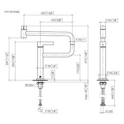 Dornbracht Einhebelmischer Tara Ultra Pivot schwenkbar, Ausladung 552mm, max. 8... DORNBRACHT-33845875-39 4099477400914 (Abb. 1)