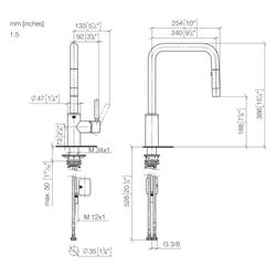 Dornbracht Einhebelmischer Meta Square Pull-down mit Brausefunktion, Ausladung ... DORNBRACHT-33870861-39 4099477400990 (Abb. 1)