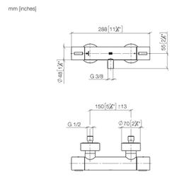 Dornbracht Brause-Thermostat für Wandmontage mit Mengenregulierung, Dark Brass ... DORNBRACHT-34442979-39 4099477349251 (Abb. 1)