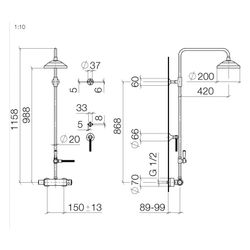 Dornbracht Shower Pipe Madison mit Brause-Thermostat ohne Handbrause, Messing g... DORNBRACHT-34459360-28 4029011920912 (Abb. 1)