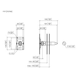 Dornbracht Unterputz-Wandbefestigung Messing bleifrei 2x Anschluss IG 1/2", 3505... DORNBRACHT-3505097090 4029011876318 (Abb. 1)
