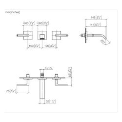 Dornbracht Waschtisch-Wandbatterie IMO starrer Auslauf 141mm, für Wandmontage, ... DORNBRACHT-36707671-00 4099477154084 (Abb. 1)