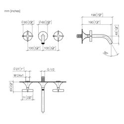 Dornbracht Waschtisch-Wandbatterie Vaia o. Ablaufg., starr, 190mm, 5,7l/min, Da... DORNBRACHT-36712809-39 4099477350462 (Abb. 1)