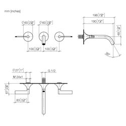 Dornbracht Waschtisch-Wandbatterie Vaia o. Ablaufg., starr, 190mm, 5,7l/min, Da... DORNBRACHT-36712819-39 4099477350486 (Abb. 1)