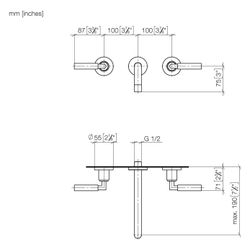 Dornbracht Waschtisch-Wandbatterie Tara o. Ablaufg., starr, 190mm, max. 7l/min,... DORNBRACHT-36712882-43 4099477467443 (Abb. 1)
