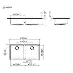 Dornbracht Spülbecken Doppelbecken für Unterbau 400x400x175mm, Edelstahl gebürs... DORNBRACHT-38240004-86 4099477301938 (Abb. 1)
