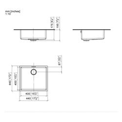 Dornbracht Einzelbecken Unterbau Küchenbecken 400x400x175mm Beckentiefe 175mm, ... DORNBRACHT-38400004-86 4099477257785 (Abb. 1)