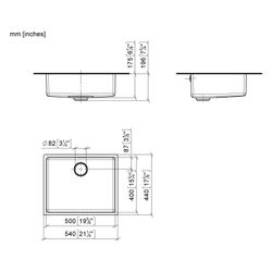 Dornbracht Einzelbecken Unterbau Küchenbecken 500x400x175mm Beckentiefe 175mm, ... DORNBRACHT-38500004-86 4099477257808 (Abb. 1)