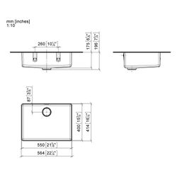 Dornbracht Einzelbecken aufliegend oder flächenbündig Küchenbecken 550x400x175m... DORNBRACHT-38551004-86 4099477257822 (Abb. 1)