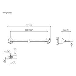 Dornbracht Badetuchhalter Vaia, 600mm Stichmaß, 660x60x88mm, Dark Bronze gebürs... DORNBRACHT-83060809-43 4099477467900 (Abb. 1)