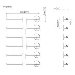Dornbracht Handtuchwärmer 6-fach Ausladung links ohne Bedienelement IP 44 610x6... DORNBRACHT-83306979-33 4099477376417 (Abb. 1)