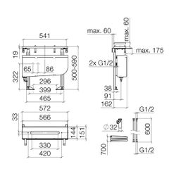 Dornbracht Montagesystem Perfecto höhenjustierbar G 1/2" Montageplatte 566x144mm... DORNBRACHT-1261497090 4029011706233 (Abb. 1)