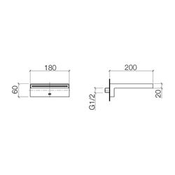 Dornbracht Wannen-Schwallauslauf Deque Wandmontage, 200mm Platte 180x60mm 26,5l... DORNBRACHT-13430740-19 4099477073378 (Abb. 1)