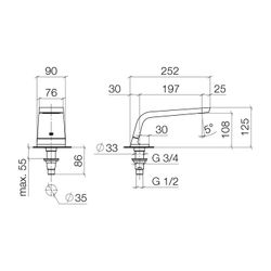 Dornbracht Wannenauslauf CL.1 ohne Umstellung für Standmontage Ausladung 200mm,... DORNBRACHT-13612705-47 4099477136103 (Abb. 1)