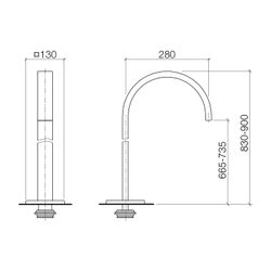 Dornbracht Wannenauslauf Mem, ohne Umstellung für freistehende Montage, 280mm, ... DORNBRACHT-13672780-47 4099477090474 (Abb. 1)