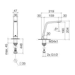 Dornbracht Waschtisch-Standauslauf CL.1 ohne Ablaufgarnitur H 204mm Ausladung 1... DORNBRACHT-13715705-19 4099477128054 (Abb. 1)