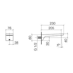 Dornbracht Wannenauslauf CL.1 für Wandm. Ausladung 205mm, Champagne gebürstet 2... DORNBRACHT-13801705-46 4099477136240 (Abb. 1)