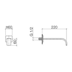 Dornbracht Wannenauslauf Mem, eckig, für Wandmontage, Ausladung 220mm, max. 38,... DORNBRACHT-13801782-47 4099477090696 (Abb. 1)