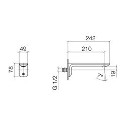 Dornbracht Wannenauslauf Lissé für Wandmontage 210mm, 21,5l/min, Dark Chrome... DORNBRACHT-13801845-19 4099477128139 (Abb. 1)