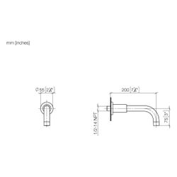 Dornbracht Wannenauslauf Tara für Wandmontage, Ausladung 200mm, G 1/2", max. 29... DORNBRACHT-13801892-43 4099477462998 (Abb. 1)