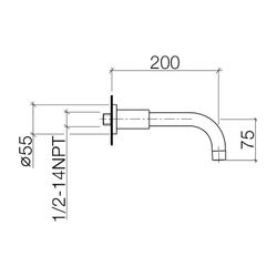 Dornbracht Wannenauslauf Tara für Wandmontage, Ausladung 200mm, G 1/2", max. 29... DORNBRACHT-13801892-42 4099477247564 (Abb. 1)