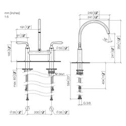 Dornbracht Zweiloch-Brückenbatterie Vaia für Spül-/Profibrause Ausladung 241mm,... DORNBRACHT-19815809-08 4099477166421 (Abb. 1)