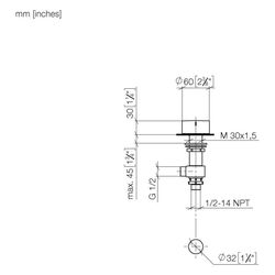 Dornbracht Seitenventil Deque linksschließend warm ohne Rosette Bohrung 32mm Gr... DORNBRACHT-20000741-42 4099477287812 (Abb. 1)