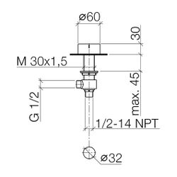 Dornbracht Seitenventil Deque linksschließend warm ohne Rosette Bohrung 32mm Gr... DORNBRACHT-20000741-19 4099477128184 (Abb. 1)