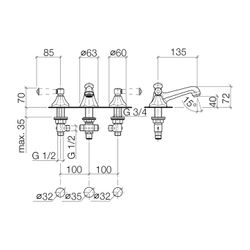Dornbracht Waschtisch-Dreilochbatterie Madison mit Ablaufgarnitur, Ausladung 13... DORNBRACHT-20700370-09 4029011188213 (Abb. 1)