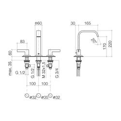 Dornbracht IMO Waschtisch-3-Lochbatterie mit Ablaufgarnitur 20713670 platin mat... DORNBRACHT-20713670-06 4029011689390 (Abb. 1)