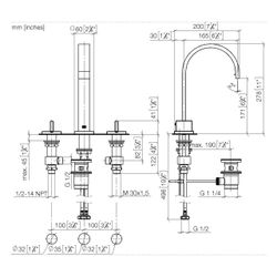 Dornbracht Waschtisch-Dreilochbatterie Mem, mit Ablaufgarnitur, Ausladung 165mm... DORNBRACHT-20713782-42 4099477288000 (Abb. 1)