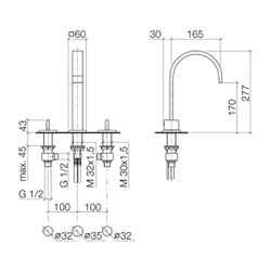 Dornbracht Waschtisch-Dreilochbatterie Mem, mit Ablaufgarnitur, Ausladung 165mm... DORNBRACHT-20713782-19 4099477073606 (Abb. 1)